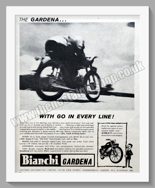 Bianchi Gardena Motorcycles. Original Advert 1960 (ref AD60105)
