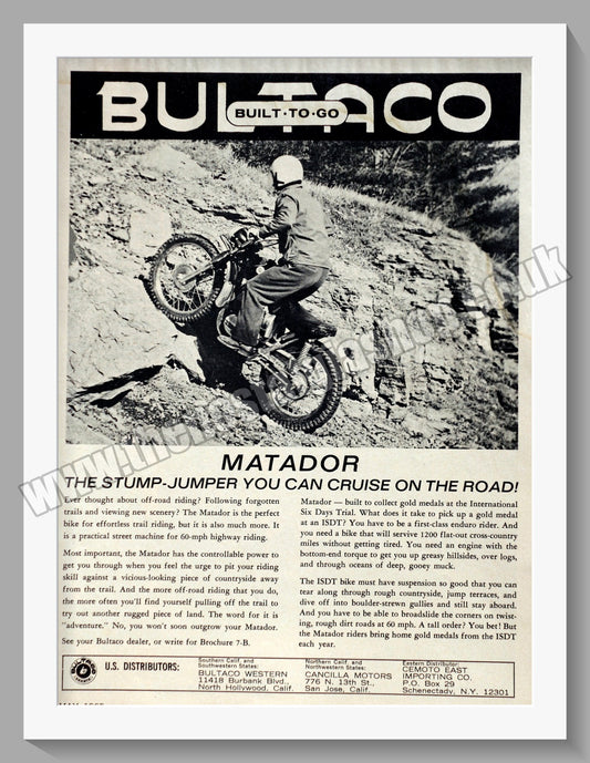 Bultaco Matador Motorcycles. Original Advert 1965 (ref AD60121)