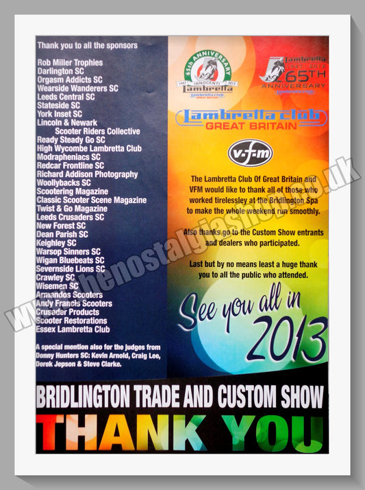 Bridlington Trade & Custom Show 2013. Original Advert (ref AD60060)