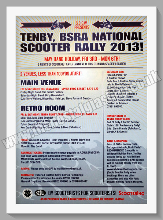Tenby, BSRA Scooter Rally 2013. Original Advert (ref AD60068)