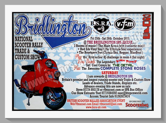 Bridlington Scooter Rally. 2013. Original Advert (ref AD60149)