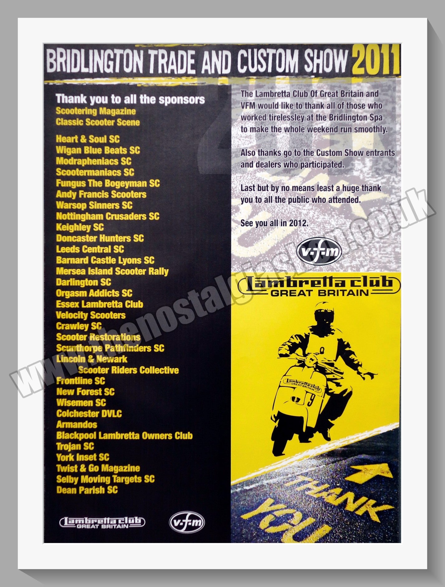 Bridlington Trade and Custom Show. 2011. Original Advert (ref AD60153)