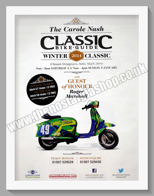 Carol Nash Bike and Scooter Winter Classic Show. 2014. Original Advert (ref AD60331)