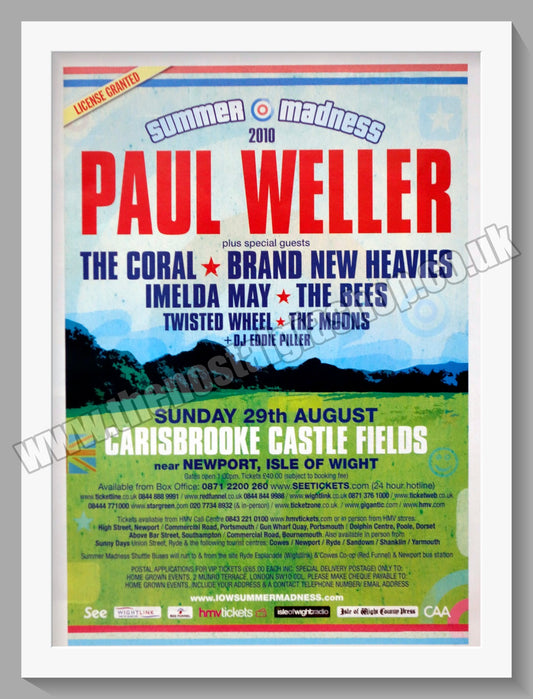 Paul Weller. Summer Madness, Carisbrooke Castle Fields. Original Advert 2010 (ref AD60355)