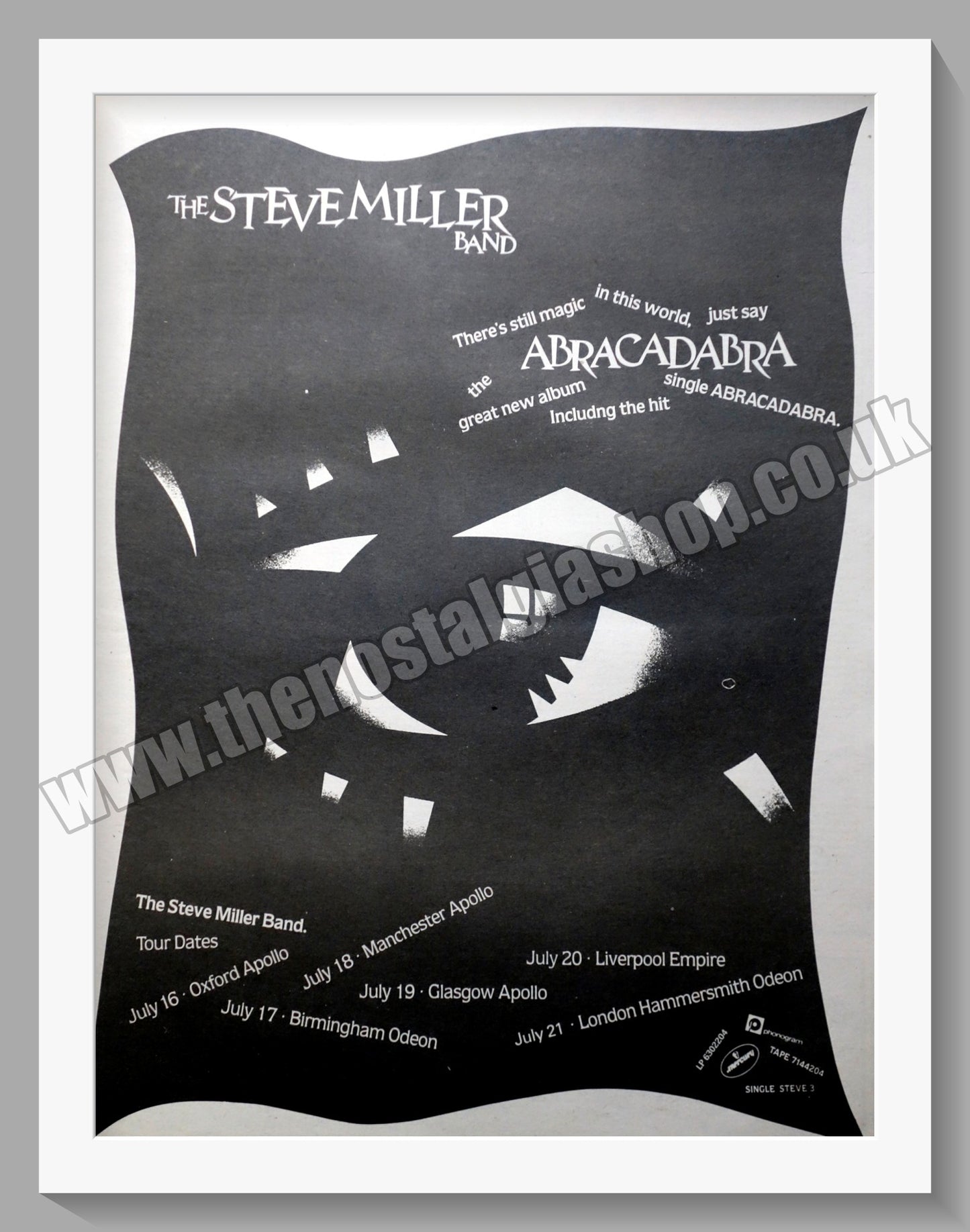 Steve Miller Band Abracadabra.  Original Advert 1982 (ref AD14862)