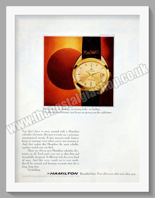 Hamilton Electronic Watches. 1969 Original Vintage Advert  (ref AD60131)