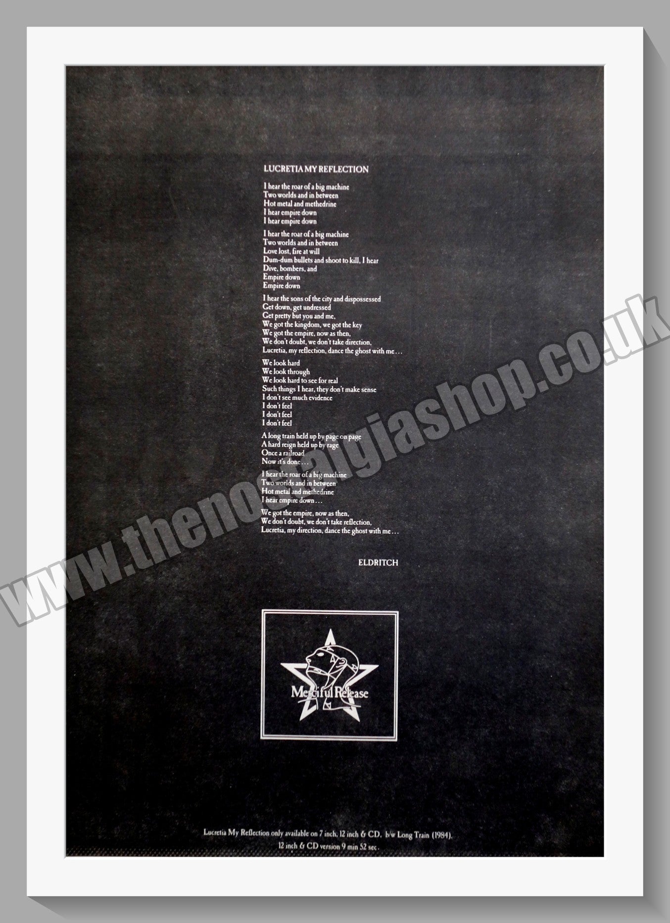 Sister Of Mercy (The) Lucretia My Reflection. Original Advert 1988 (ref AD14990)