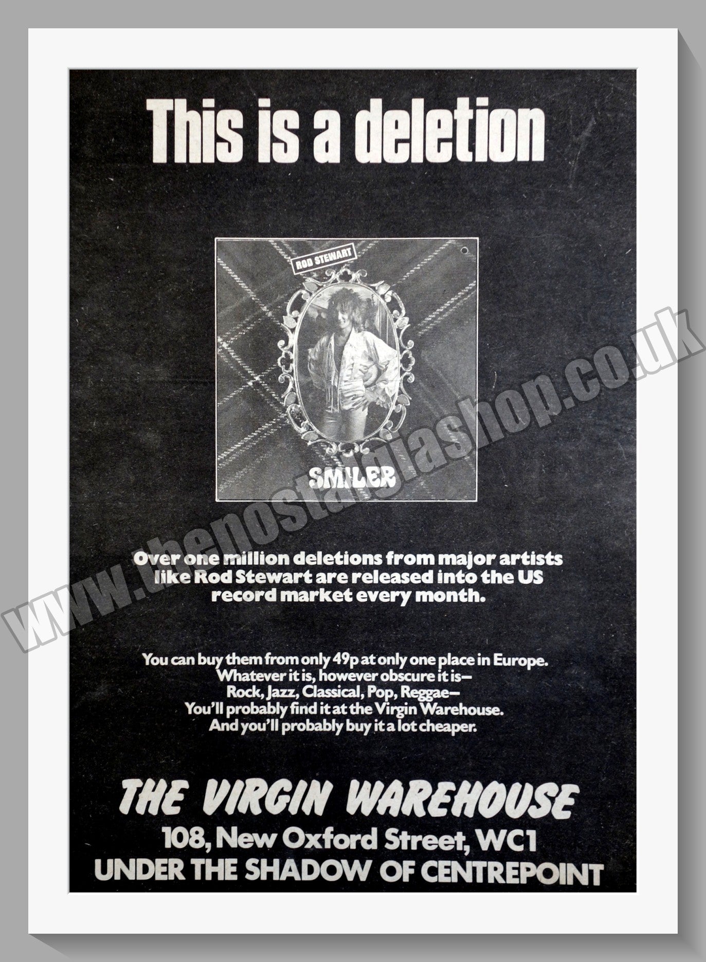 Rod Stewart Smiler. Original Advert 1976 (ref AD15007)