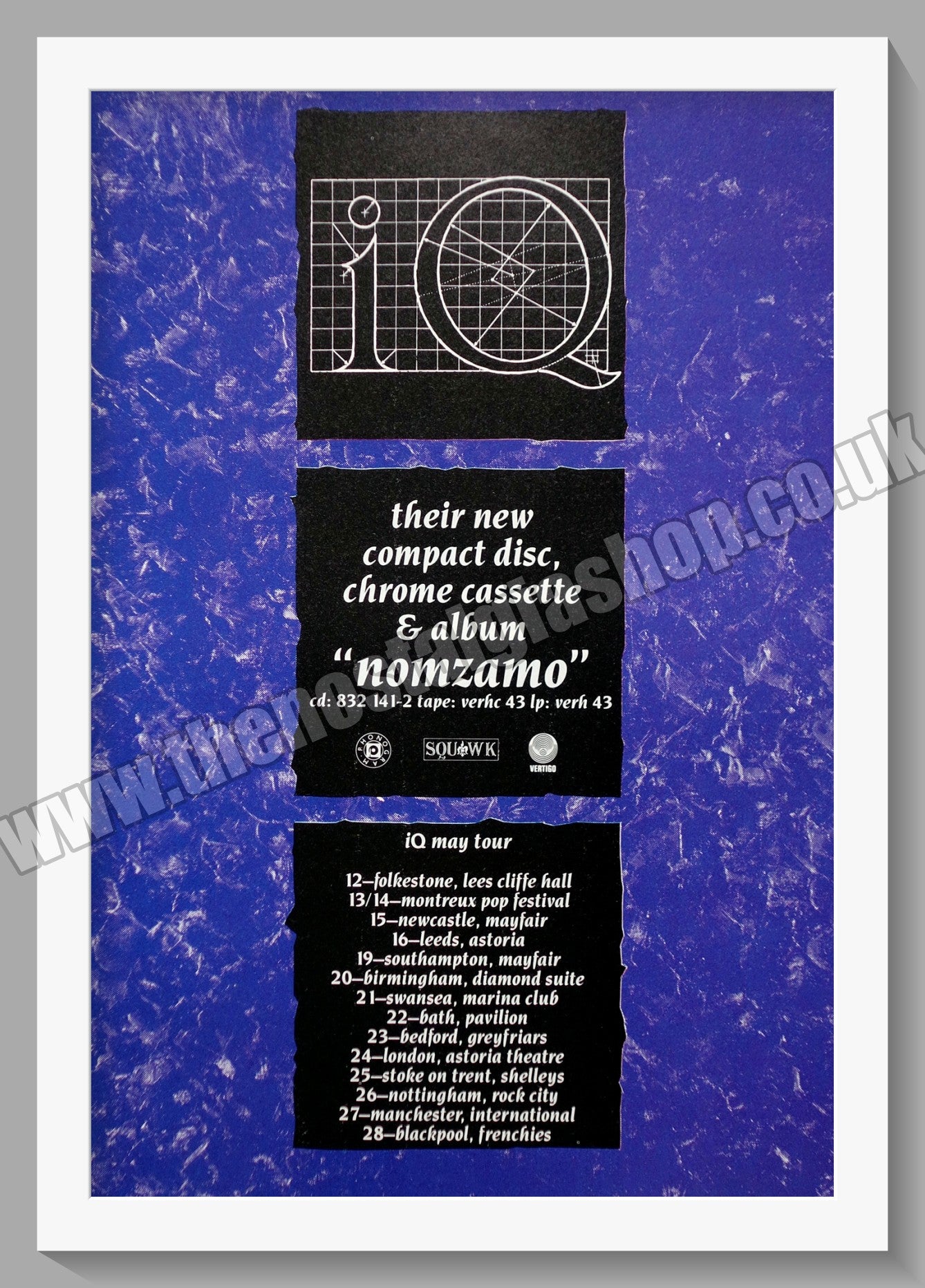 IQ Nomzamo. UK Tour. 1987 Original Advert  (ref AD60406)