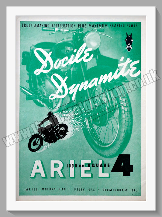 Ariel 1000cc Square Four Motorcycle. Original Advert 1947 (ref AD60441)