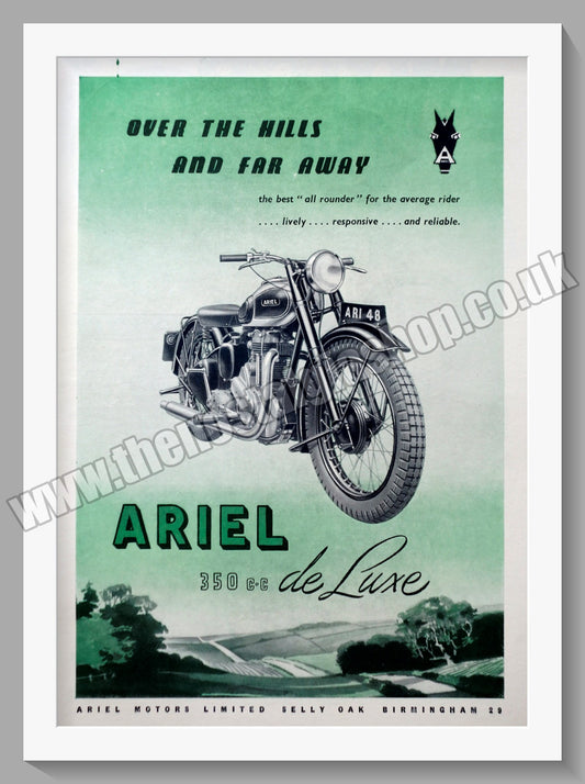 Ariel 350cc De Luxe Motorcycle. Original Advert 1947 (ref AD60452)