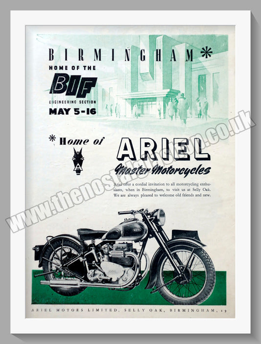 Ariel Motorcycles. Original Advert 1947 (ref AD60459)