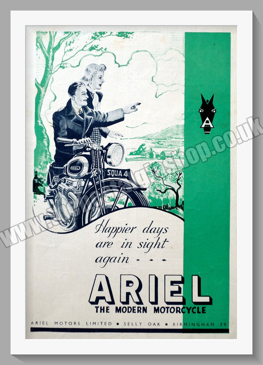 Ariel Motorcycles. Original Advert 1944 (ref AD60462)