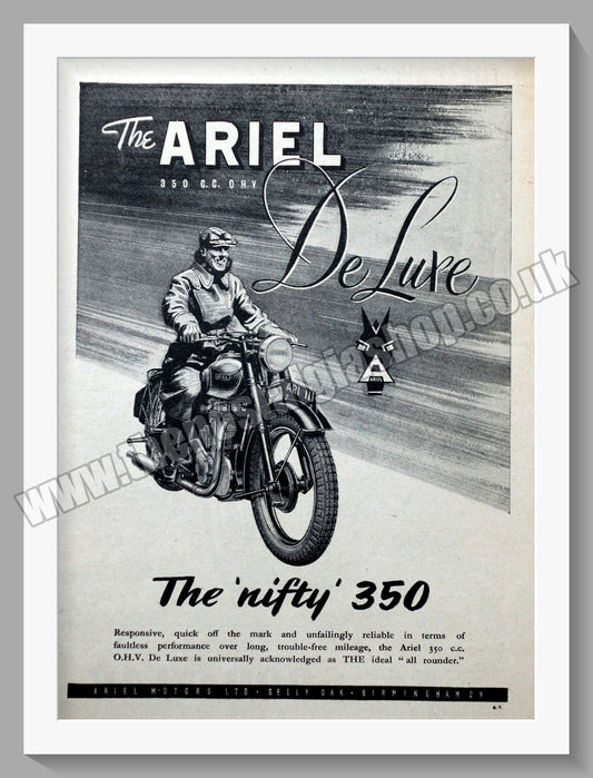 Ariel 350 De Luxe Motorcycles. Original Advert 1949 (ref AD60468)