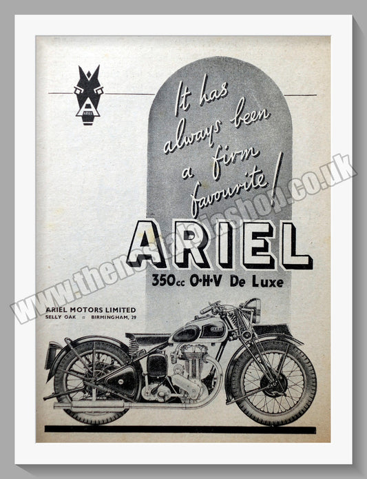Ariel 350 De Luxe Motorcycles. Original Advert 1946 (ref AD60469)