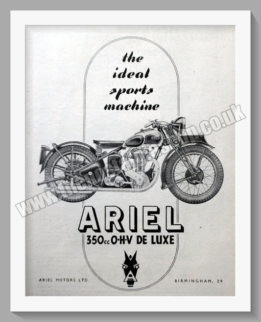 Ariel 350 De Luxe Motorcycles. Original Advert 1945 (ref AD60471)