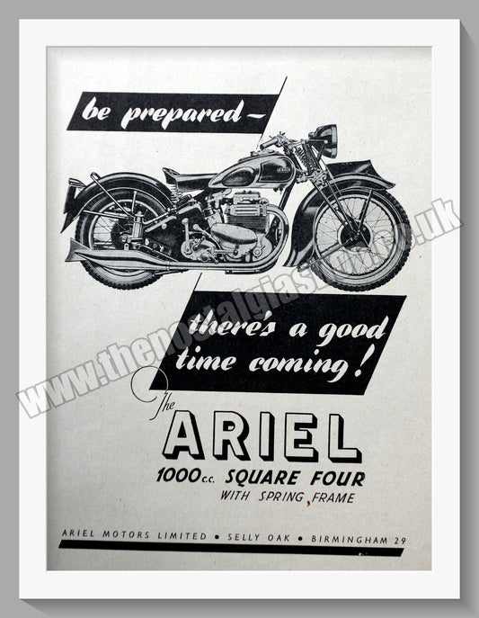 Ariel 1000cc Square Four Motorcycles. Original Advert 1944 (ref AD60474)