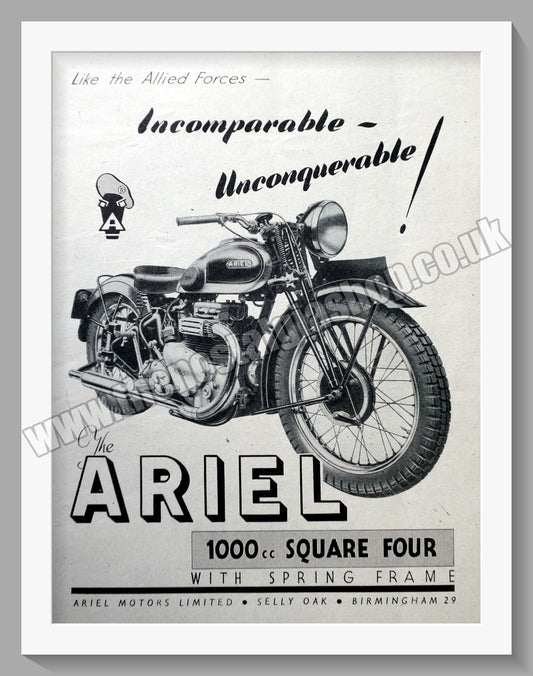Ariel 1000cc Square Four Motorcycles. Original Advert 1944 (ref AD60475)