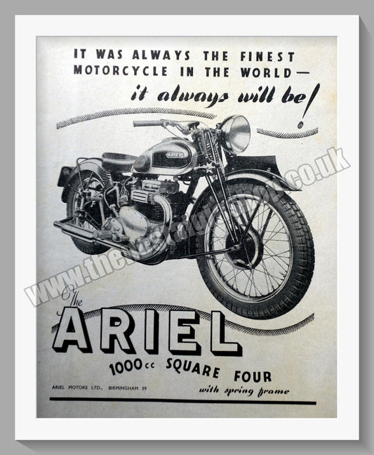 Ariel 1000cc Square Four Motorcycles. Original Advert 1944 (ref AD60476)