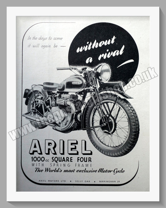 Ariel 1000cc Square Four Motorcycles. Original Advert 1944 (ref AD60477)