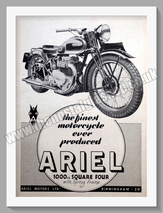 Ariel 1000cc Square Four Motorcycles. Original Advert 1945 (ref AD60483)
