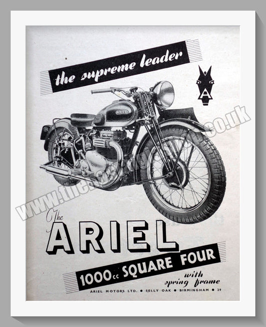 Ariel 1000cc Square Four Motorcycles. Original Advert 1944 (ref AD60484)