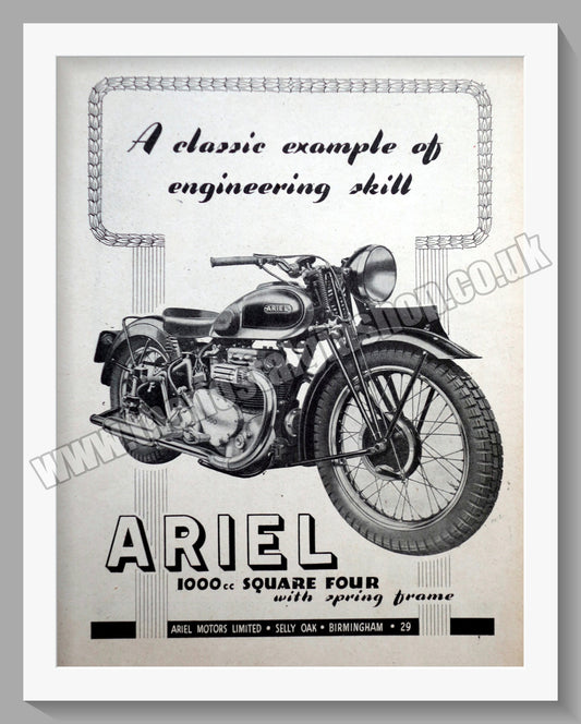 Ariel 1000cc Square Four Motorcycles. Original Advert 1945 (ref AD60486)