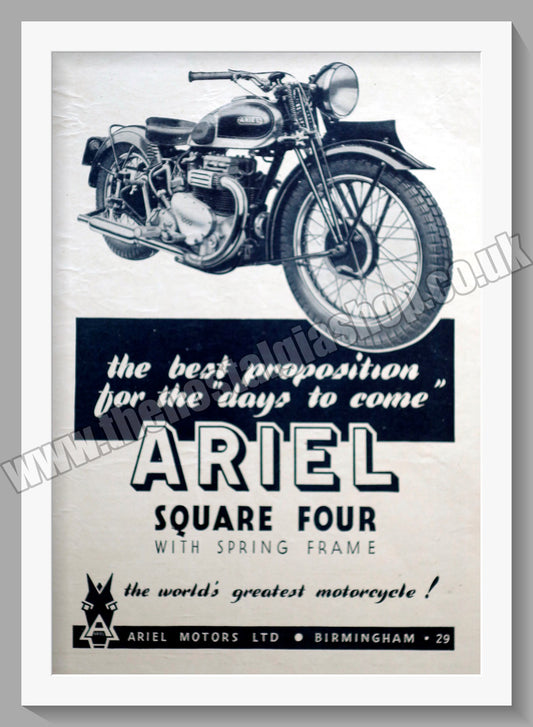 Ariel 1000cc Square Four Motorcycles. Original Advert 1944 (ref AD60488)