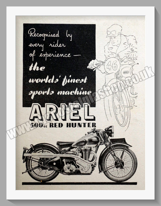 Ariel 500cc Red Hunter Motorcycle. Original Advert 1945 (ref AD60494)