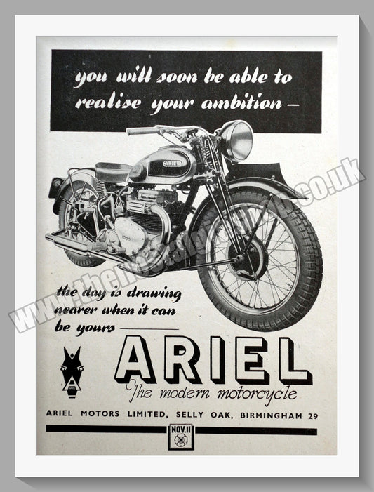Ariel Motorcycles. Original Advert 1944 (ref AD60502)