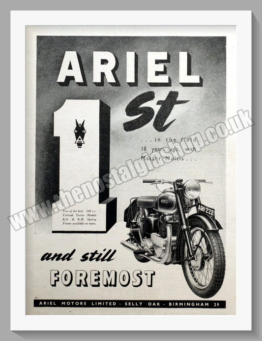 Ariel Motorcycles. Original Advert 1949 (ref AD60503)