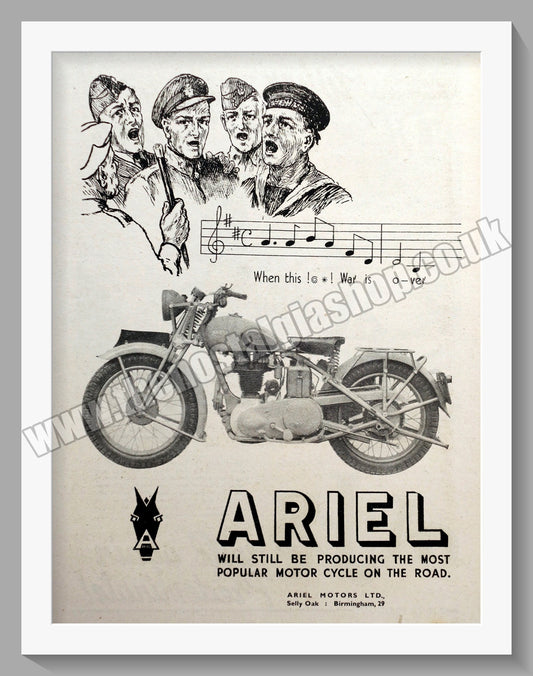 Ariel Motorcycles. Original Advert 1940 (ref AD60505)