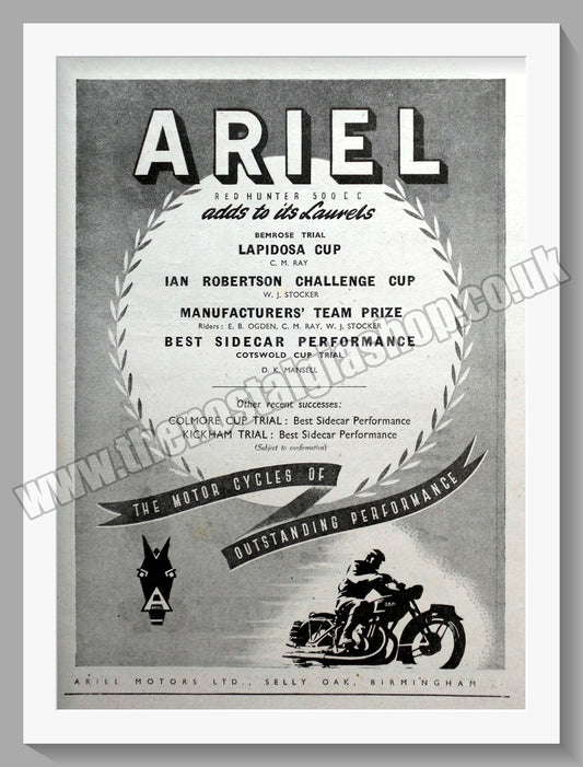 Ariel Motorcycles. Original Advert 1948 (ref AD60510)