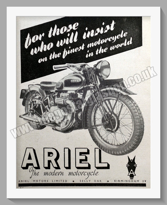 Ariel Motorcycles. Original Advert 1945 (ref AD60512)
