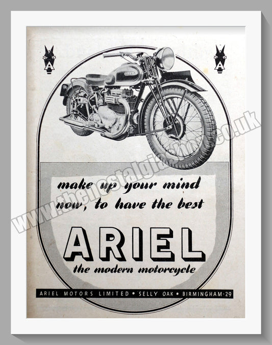 Ariel Motorcycles. Original Advert 1945 (ref AD60513)