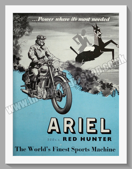 Ariel 500cc Red Hunter Motorcycles. Original Advert 1950 (ref AD60527)