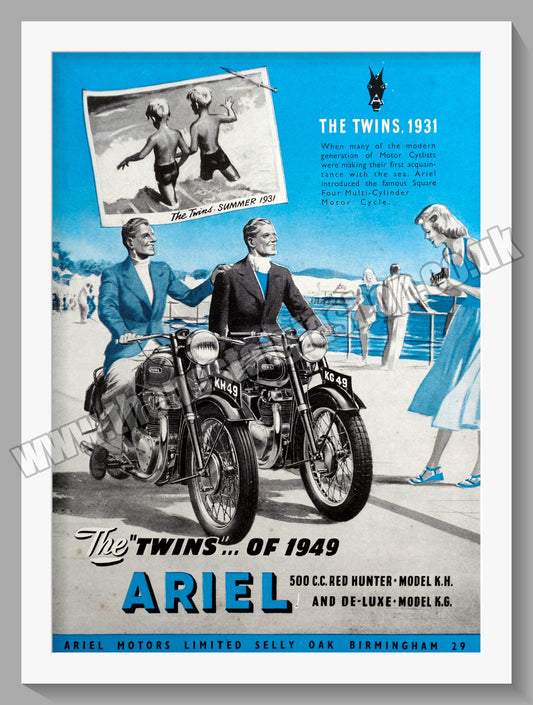 Ariel Twins Motorcycles. Original Advert 1949 (ref AD60536)