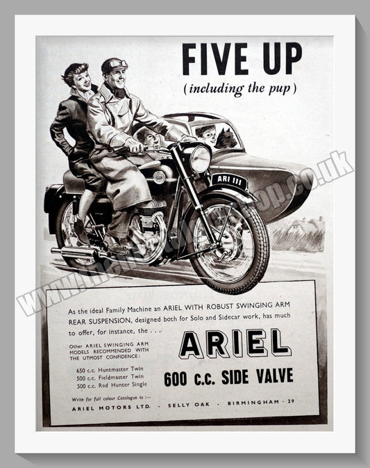 Ariel 600cc side Valve Motorcycles. Original Advert 1956 (ref AD60565)