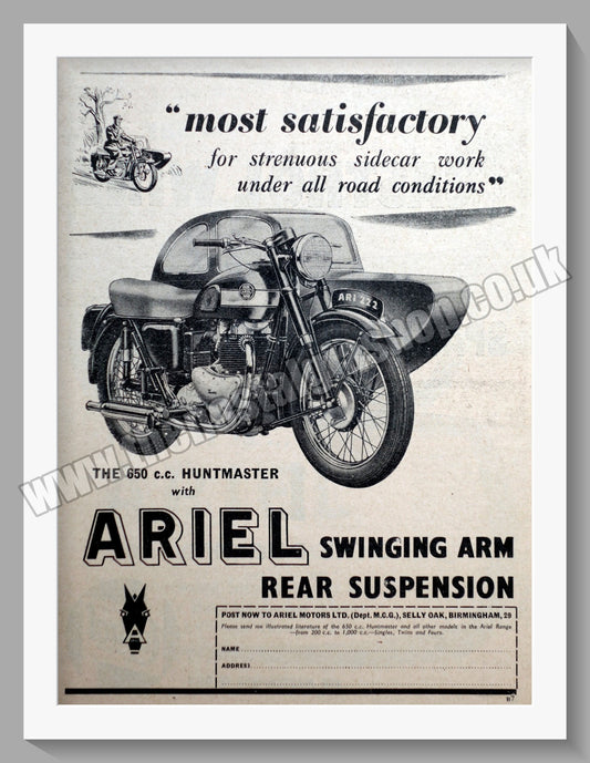 Ariel 650cc Huntmaster Motorcycles. Original Advert 1954 (ref AD60582)