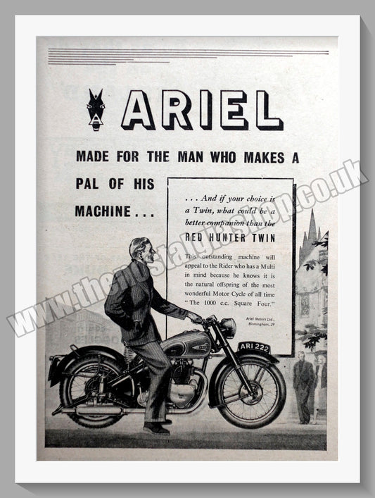 Ariel Red Hunter Motorcycles. Original Advert 1952 (ref AD60585)