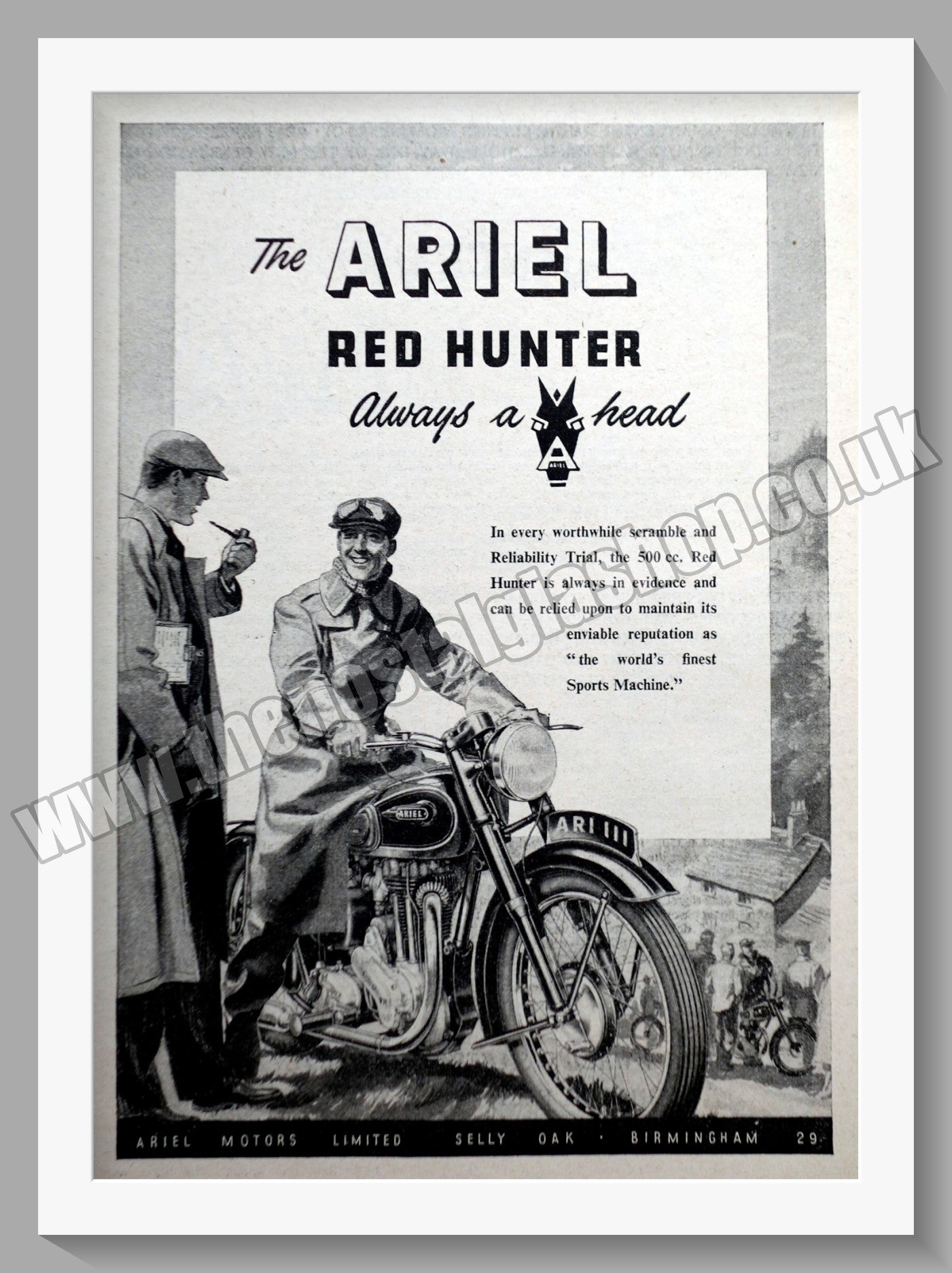 Ariel Red Hunter Motorcycles. Original Advert 1951 (ref AD60588)