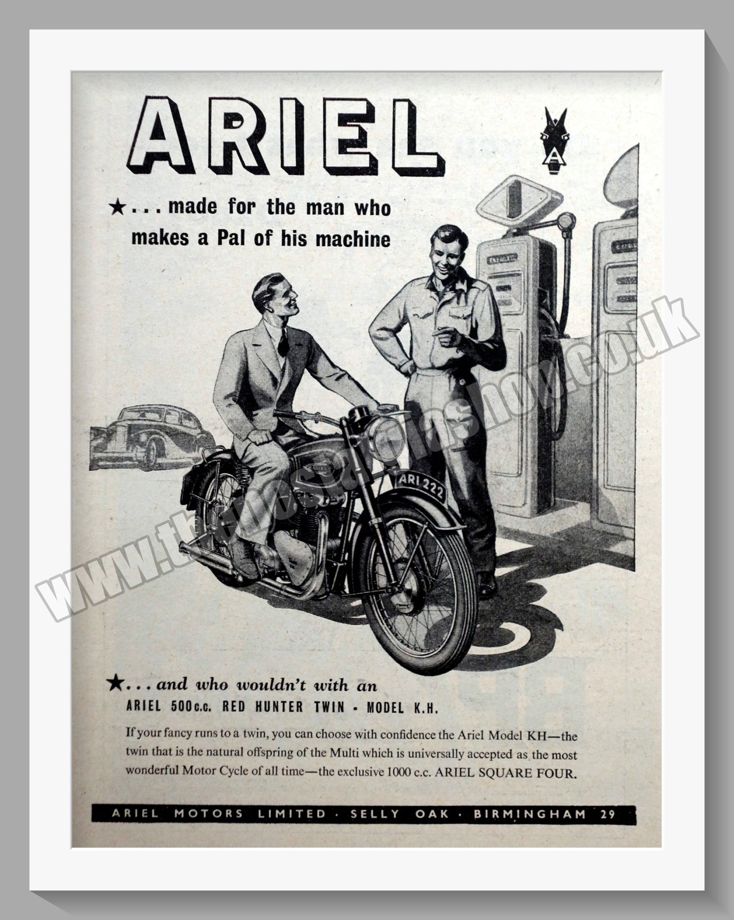 Ariel Red Hunter Motorcycles. Original Advert 1952 (ref AD60590)