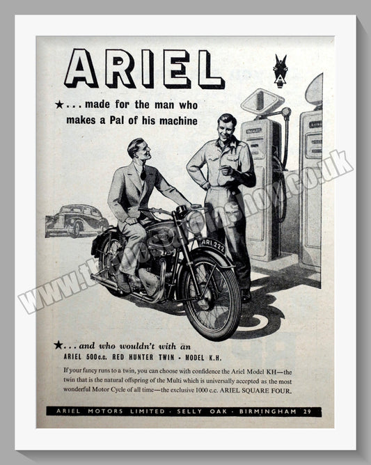 Ariel Red Hunter Motorcycles. Original Advert 1952 (ref AD60590)