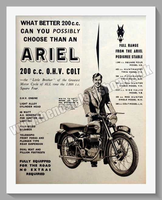 Ariel 200cc Colt Motorcycles. Original Advert 1955 (ref AD60594)