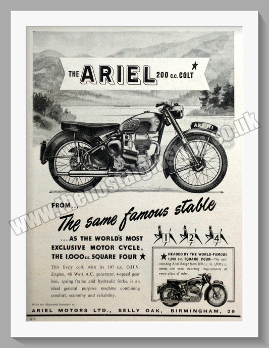 Ariel 200cc Colt Motorcycles. Original Advert 1954 (ref AD60606)