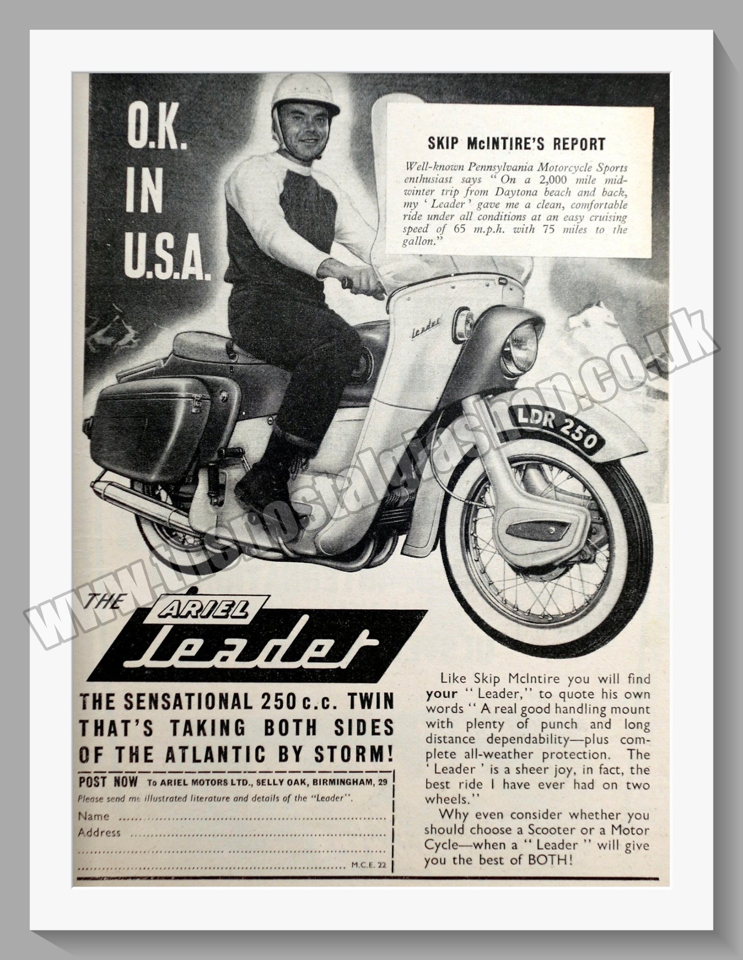 Ariel Leader Motorcycles. Original Advert 1959 (ref AD60611)