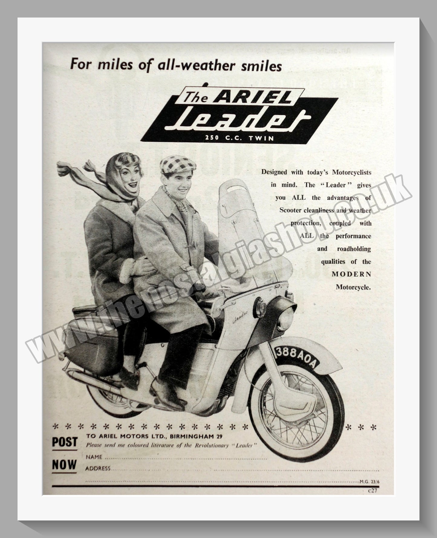 Ariel Leader Motorcycles. Original Advert 1960 (ref AD60613)