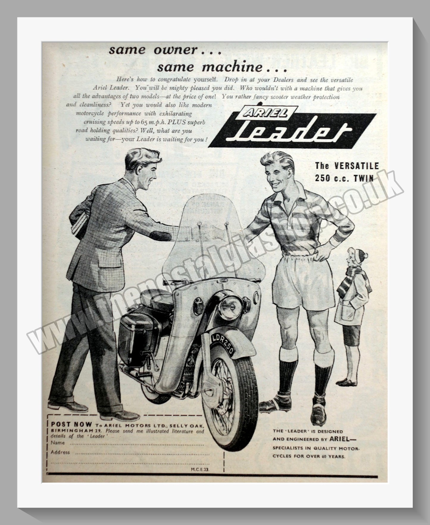 Ariel Leader Motorcycles. Original Advert 1959 (ref AD60618)