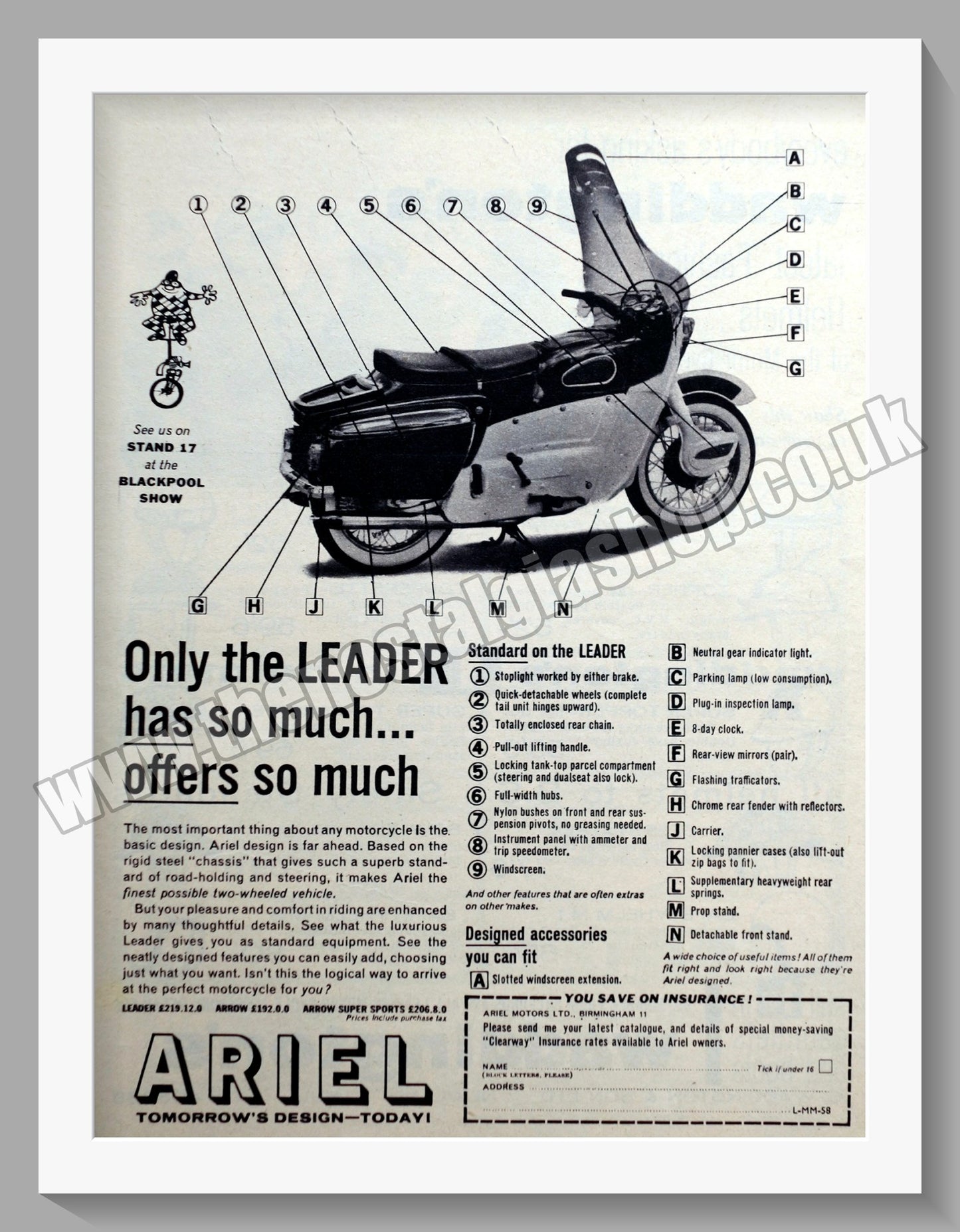 Ariel Leader Motorcycles. Original Advert 1961 (ref AD60623)