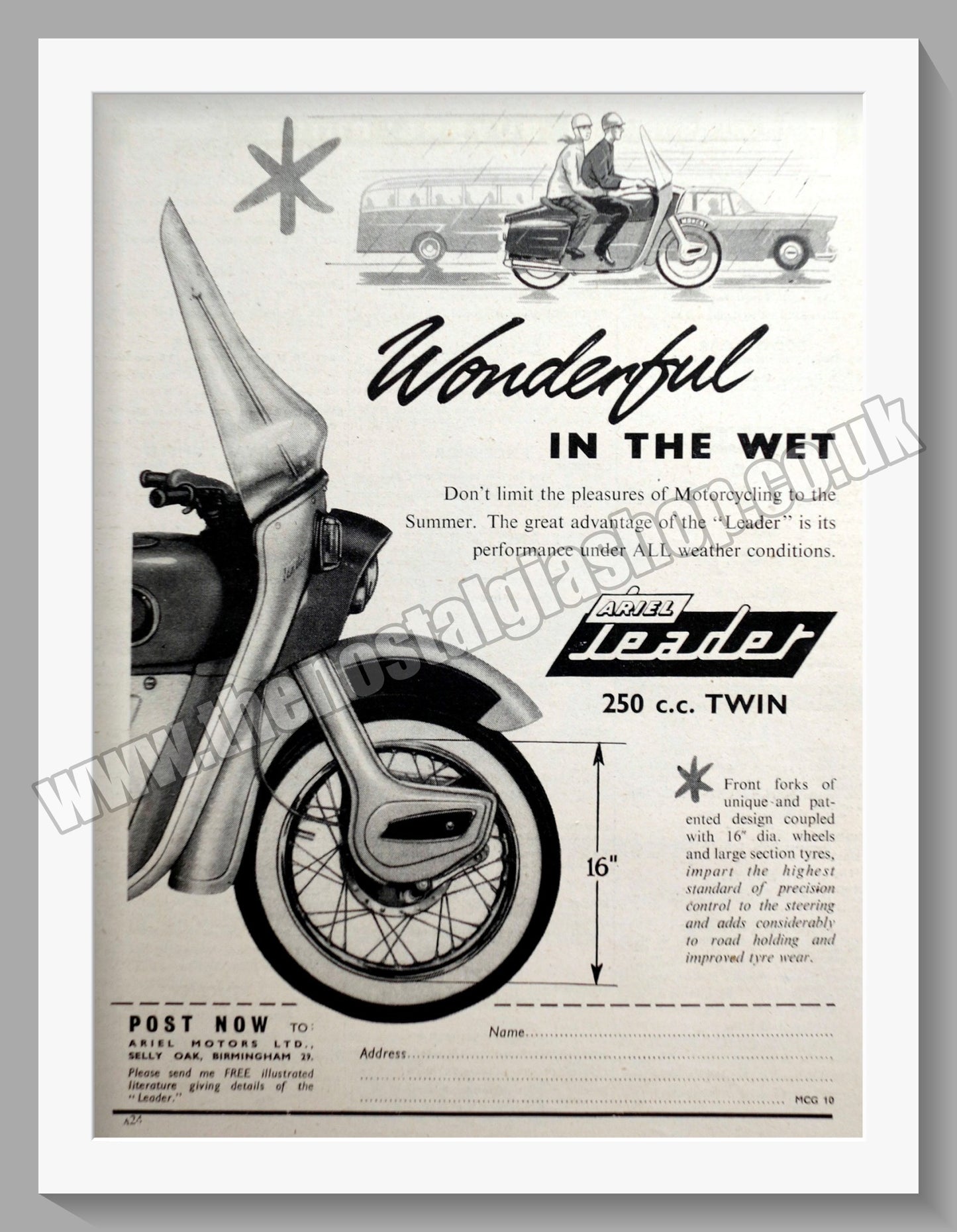 Ariel Leader Motorcycles. Original Advert 1959 (ref AD60629)